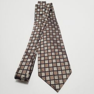 Fabio Fazio Necktie Brown Geometric Pattern Men's Silk Neck Tie Jacquard